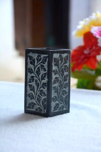 Carved Black Marble Pen Stand